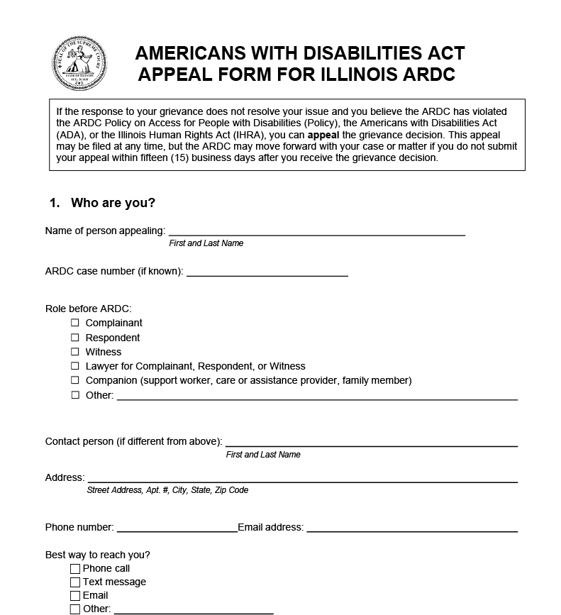 For accessible contents, visit the Grievance Decision Appeal Form link